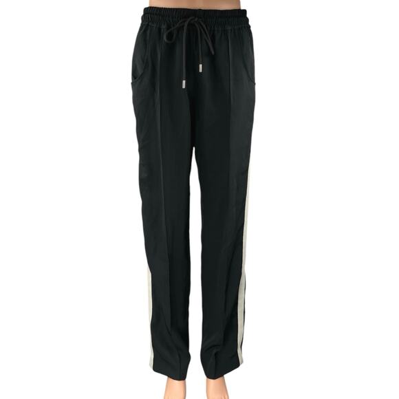 Zara Women's Black Striped High Waist Drawstring Trousers Sweatpants Size S - Picture 2 of 6